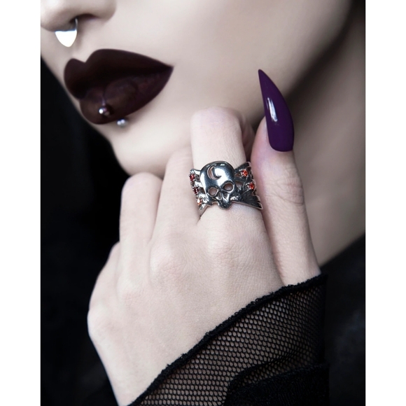 Rogue + Wolf Sands of Time Ring – Skull Crescent Moon Garnet Ruby Citrine | 6 - Picture 1 of 15